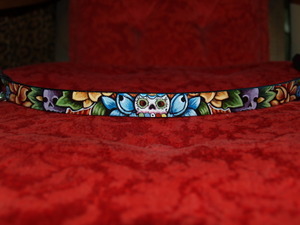 Day of the DEAD skull Leather Dog Collar (X-Small)