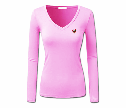 Women Pink Heru L/S Sheer V-Neck T-Shirt
