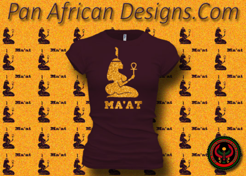 Women's Maroon and Gold Maat T-Shirts with Glitter