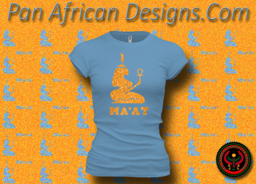 Women's Ocean Blue and Gold Maat T-Shirts with Glitter