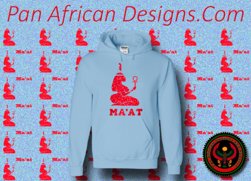 Women's Baby Blue and Red Ma'at Hoodie with Glitter