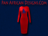 Women's Red with Royal Blue Glitter Long Sleeve Ma'at Bodycon T-Shirt Dress