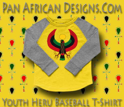 Youth Yellow and Heather Grey Heru Baseball T-Shirt