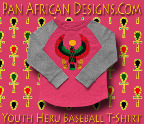 Youth Hot Pink and Heather Grey Heru Baseball T-Shirt