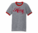 Men's Heather Grey and Red Heru Apparel Ringer T-Shirt (Text)