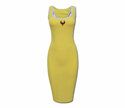 Women's Yellow Heru Raceback Ringer Dress (Flex Logo)