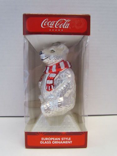 Kurt S. Adler Coca-Cola Polar Bear European Style Glass Ornament