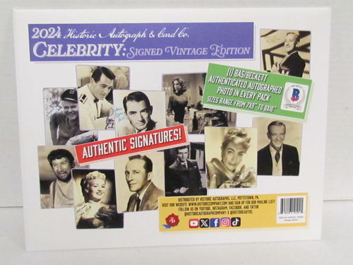 Historic Autographs 2024 Celebrity Signed Vintage Edition Trading Cards Hobby Box