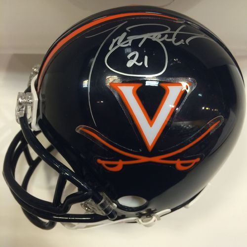 University of Virginia Tiki Barber Autographed Mini Helmet