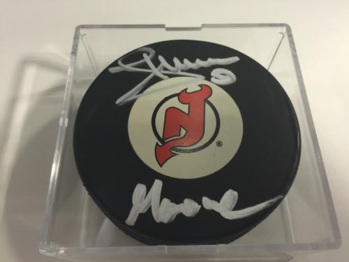 New Jersey Devils Johan Hedburg Autograph Hockey Puck