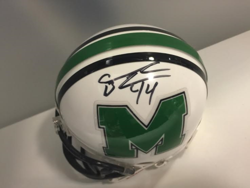 Ahmad Bradshaw Autographed Marshall Mini Helmet