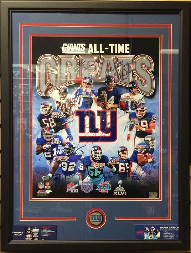 NY Giants All-Time Greats 11 Autographs Framed Picture