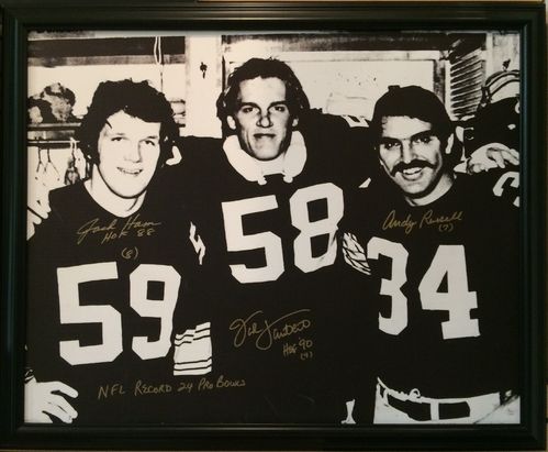 Steelers Linebackers Ham, Lambert, Russell Autographed,Framed Canvas