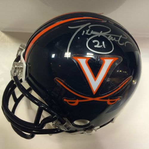 Tiki Barber Autographed UVA Cavaliers Mini Helmet