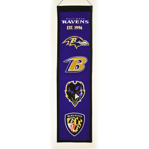 Baltimore Ravens Wool 8" x 32" Heritage Banner