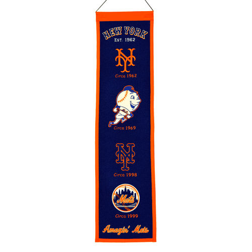New York Mets Wool 8" x 32" Heritage Banner