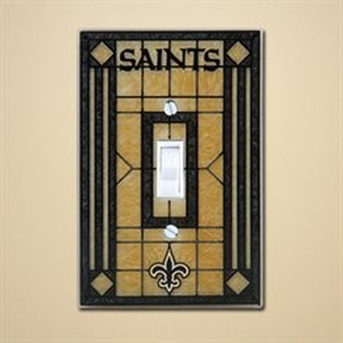 New Orleans Saints Art Glass Switch Plate