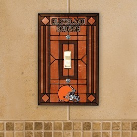 Cleveland Browns Art Glass Switch Plate