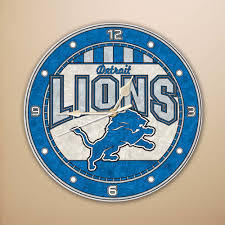 Detroit Lions Art Glass Clock