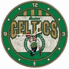 Boston Celtics Art Glass Clock