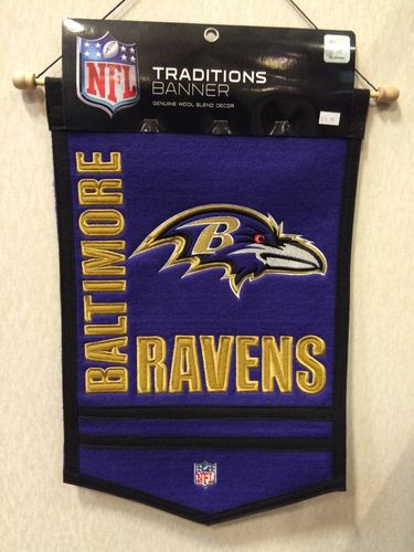 Baltimore Ravens Wool 18" x 12" Traditions Banner