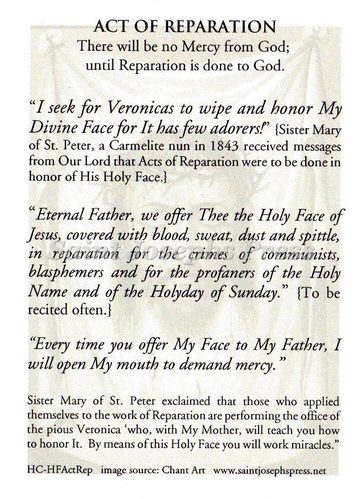 Holy Face Act of Reparation Prayer Card